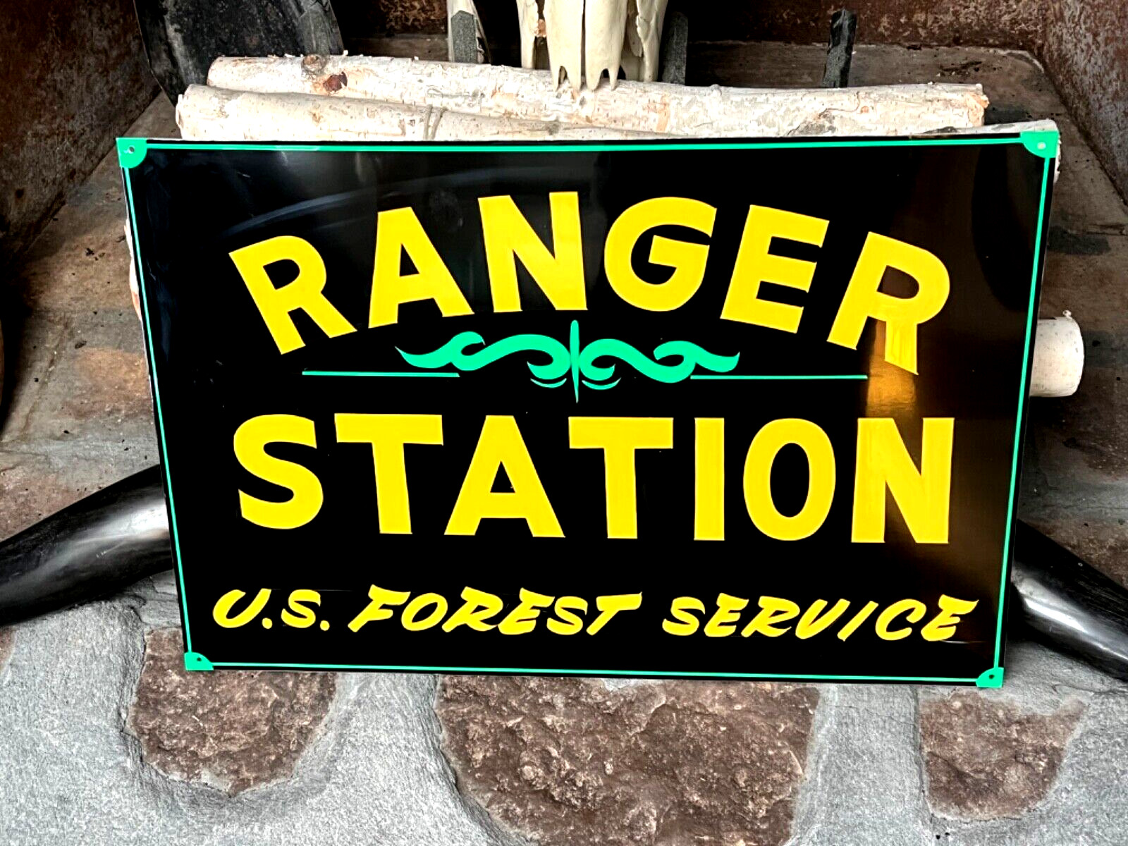 Vintage U.S Forest RANGER STATION Park Service Forestry Painted Fire SIGN Camp