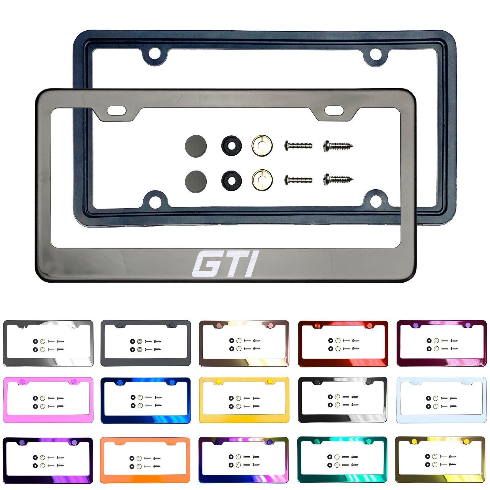 Laser Customize Stainless Steel License Frame Silicone Guard Fit Volkswagen GTI