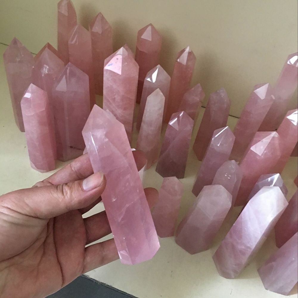 5/10 PACK 40-50mm Natural Rose Quartz Crystal Point Healing Obelisk Wand Pink ##