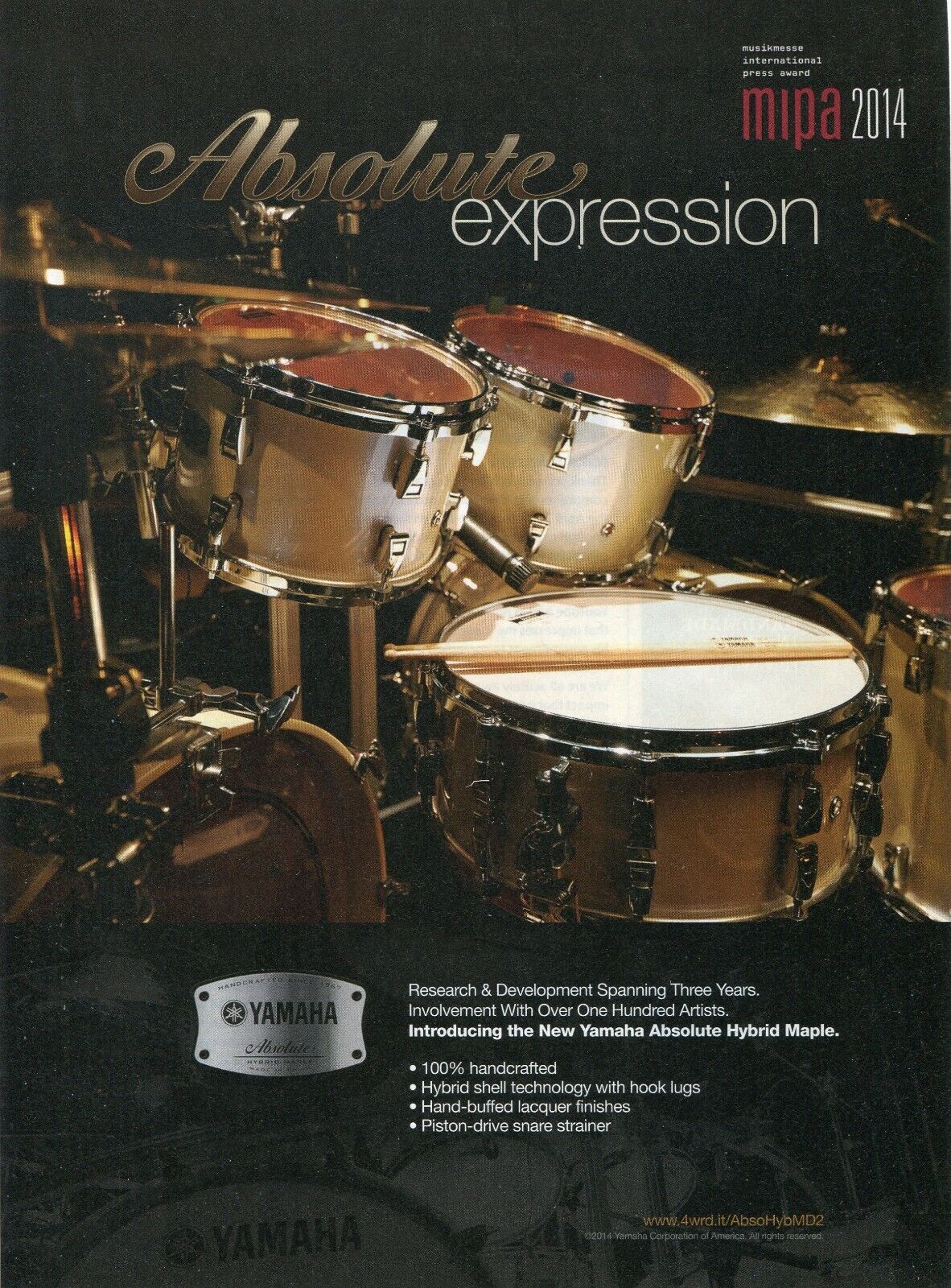 2014 Print Ad of Yamaha Absolute Hybrid Maple Drum Kit