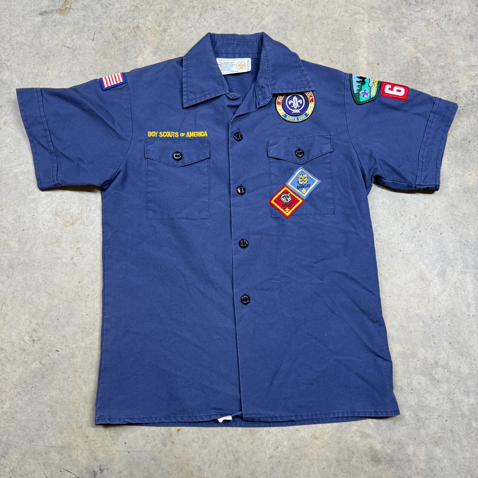 BSA Boys Scouts Official Youth M Shirt Blue Short Sleeve Cascade Pacific Patch