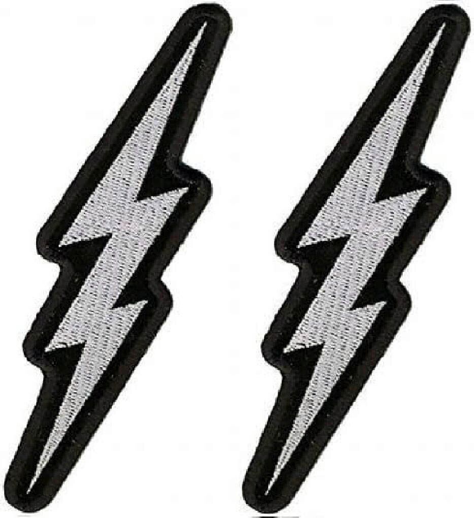 LIGHTNING BOLT SILVER METALLIC PATCH ||2PC iron on or Sew on   5\