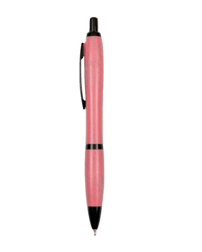 Lot of 500 Pens - Curvaceous Wheat Straw Fiber Hybrid Pen – Black Ink – Pink