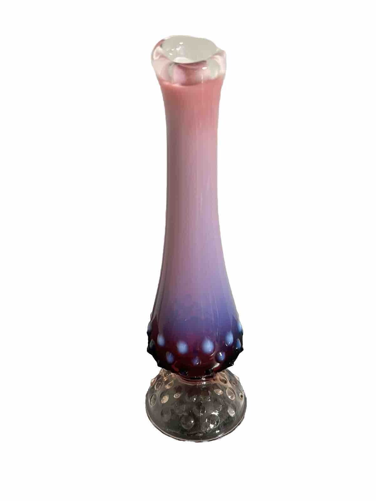 Rare Vintage Fenton plum opalescent Hobnail Vase