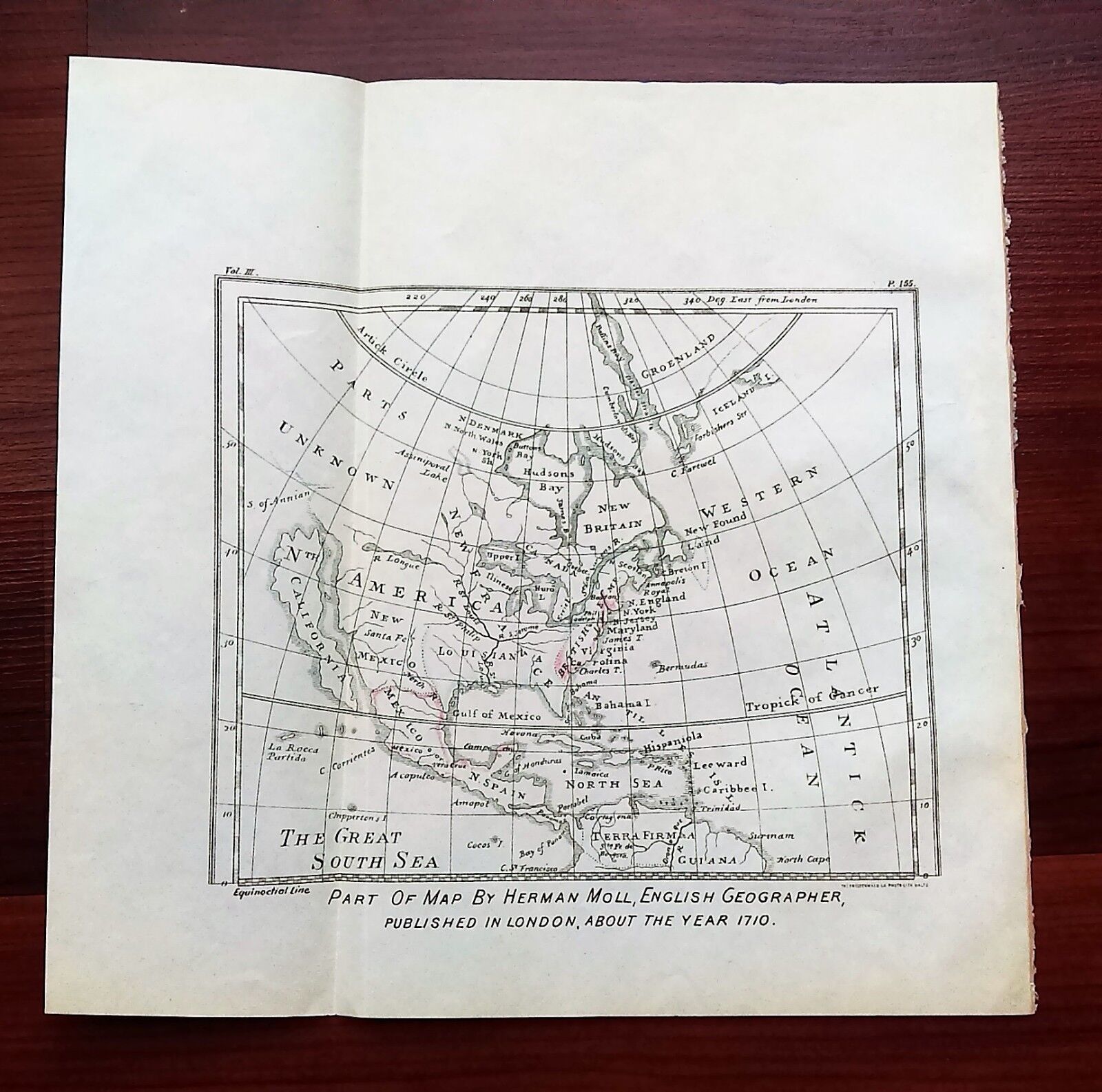 1900 Sketch Map of 1710 Partial World Map by Herman Moll English Geographer