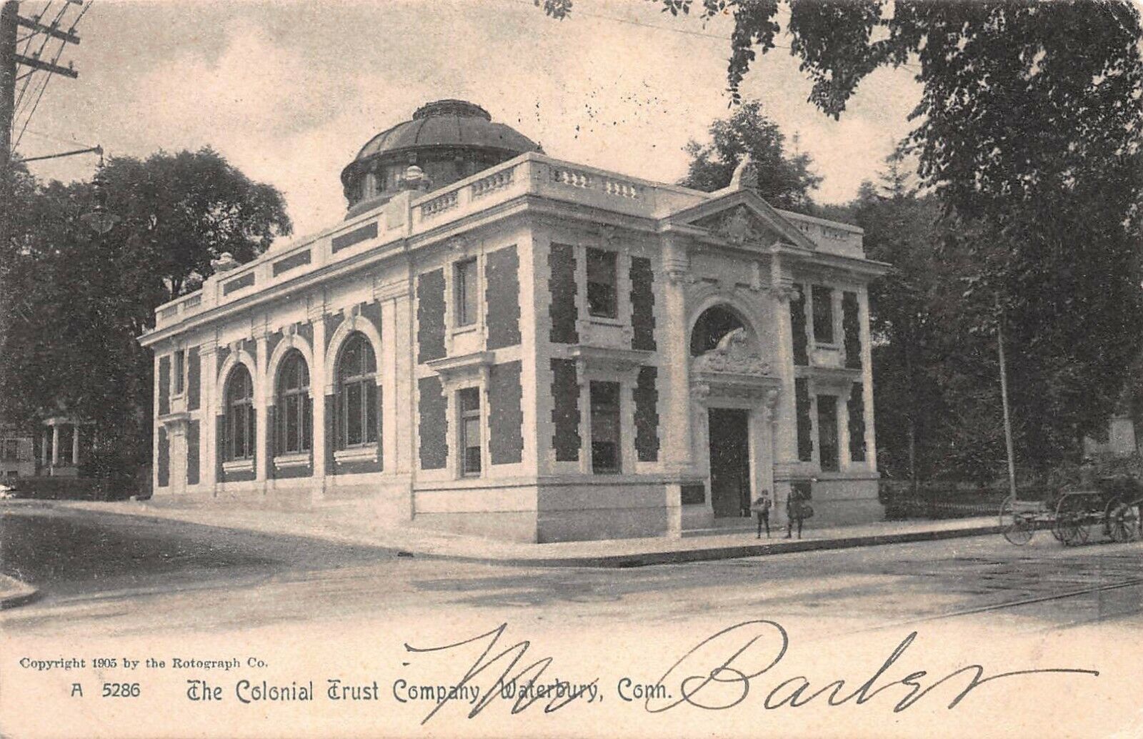 The Colonial Trust Company, Waterbury, Connecticut, 1905 Postcard, Used