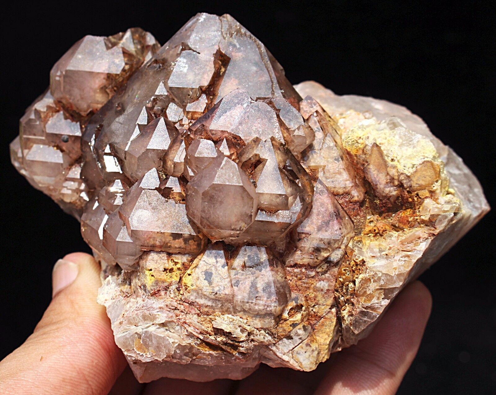 Amazing Shape Elestial Smoky Amethyst Crystal Cluster Skeletal Reiki Crystal