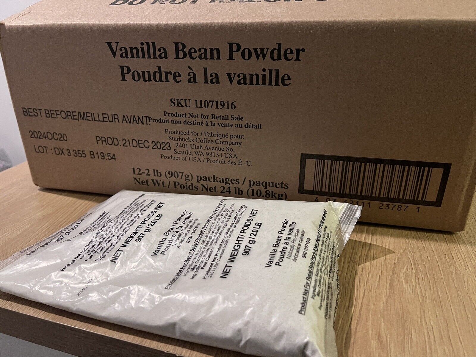Case Of 12 Starbucks Vanilla Bean Powder Bags 2lb  EXP ( October 2024)