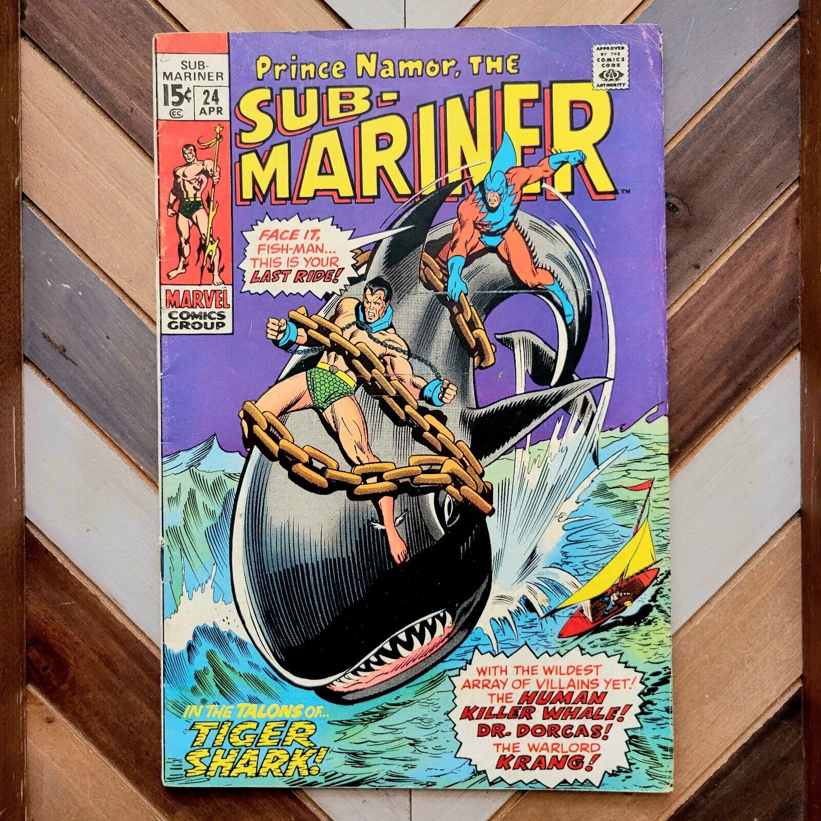 Sub-Mariner #24 VG (Marvel 1970) TIGER SHARK, LADY DORMA, ORKA, Buscema Cover