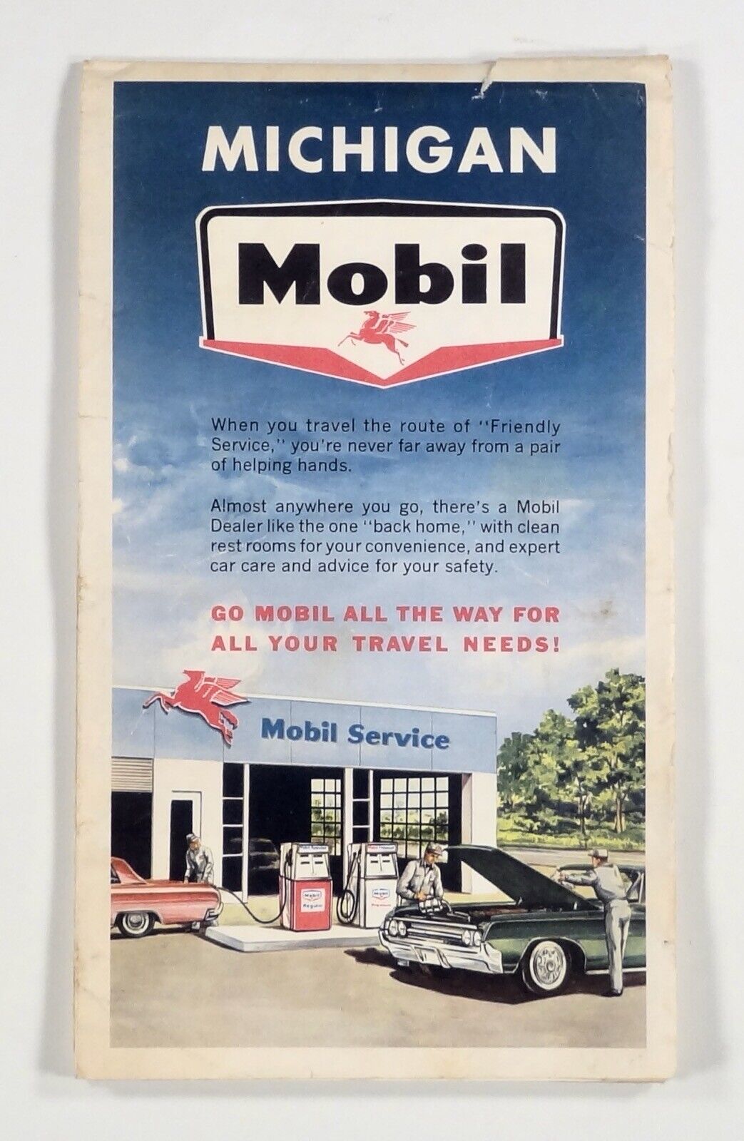 1964 MOBIL MICHIGAN HIGHWAY MAP tourism travel advertising
