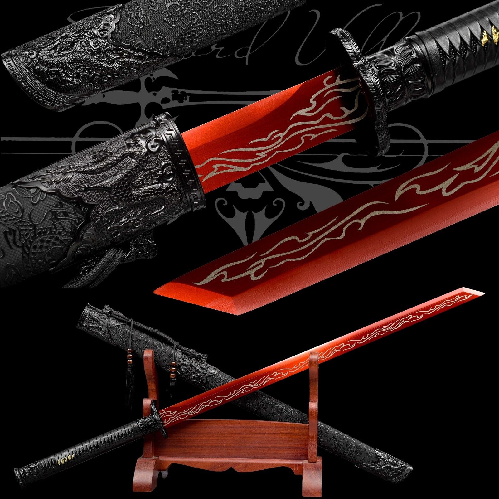 Handmade Sword/Real Katana/Full Tang/Fighting Master/High Manganese Steel/Combat