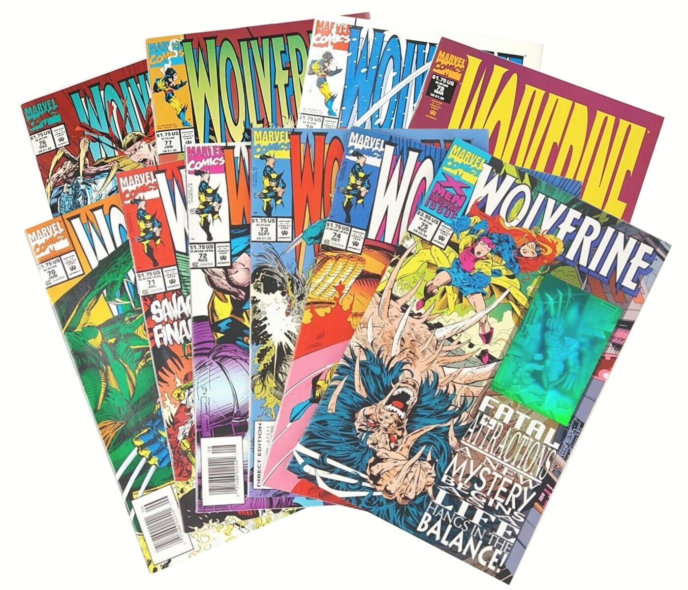 Wolverine #70-79 Lot VF-NM (1993 Marvel) 71 72 73 74 75 NM 76 77 78 4 Newsstands
