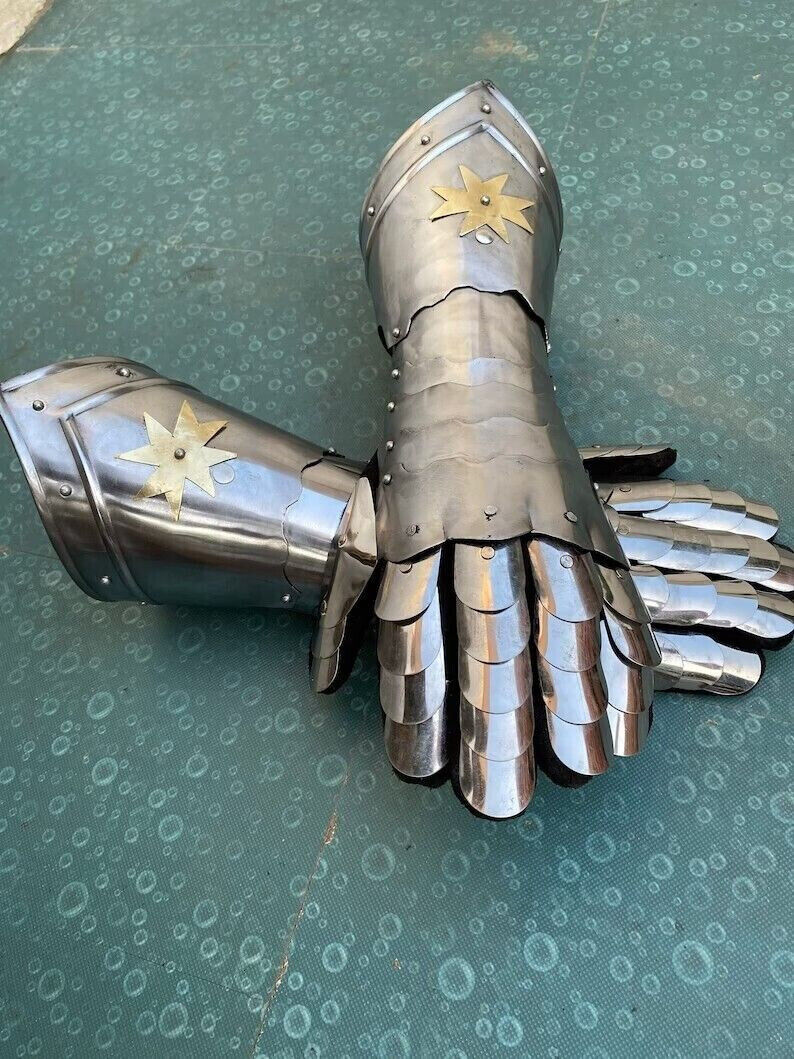 Armor Knight Gauntlets functional finger Gloves Armor Sca LARP Cosplay Costume