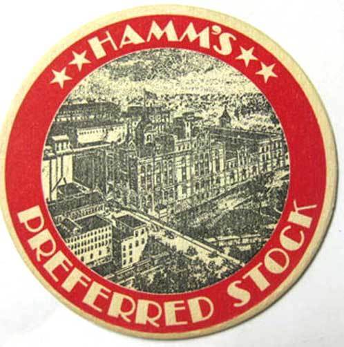 HAMM\'S PREFERRED STOCK Beer COASTER, Mat with BREWERY, St. Paul, MINNESOTA