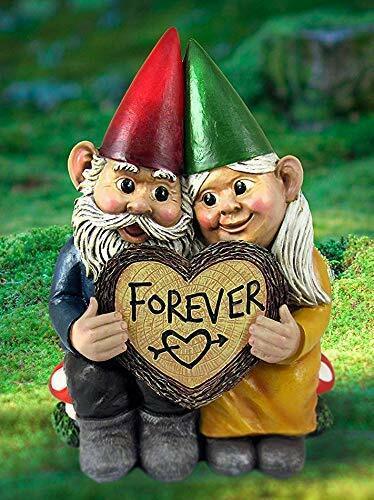 Ebros Whimsical Mr and Mrs Gnome \'Forever Love Struck\' Couple Statue 6.25\