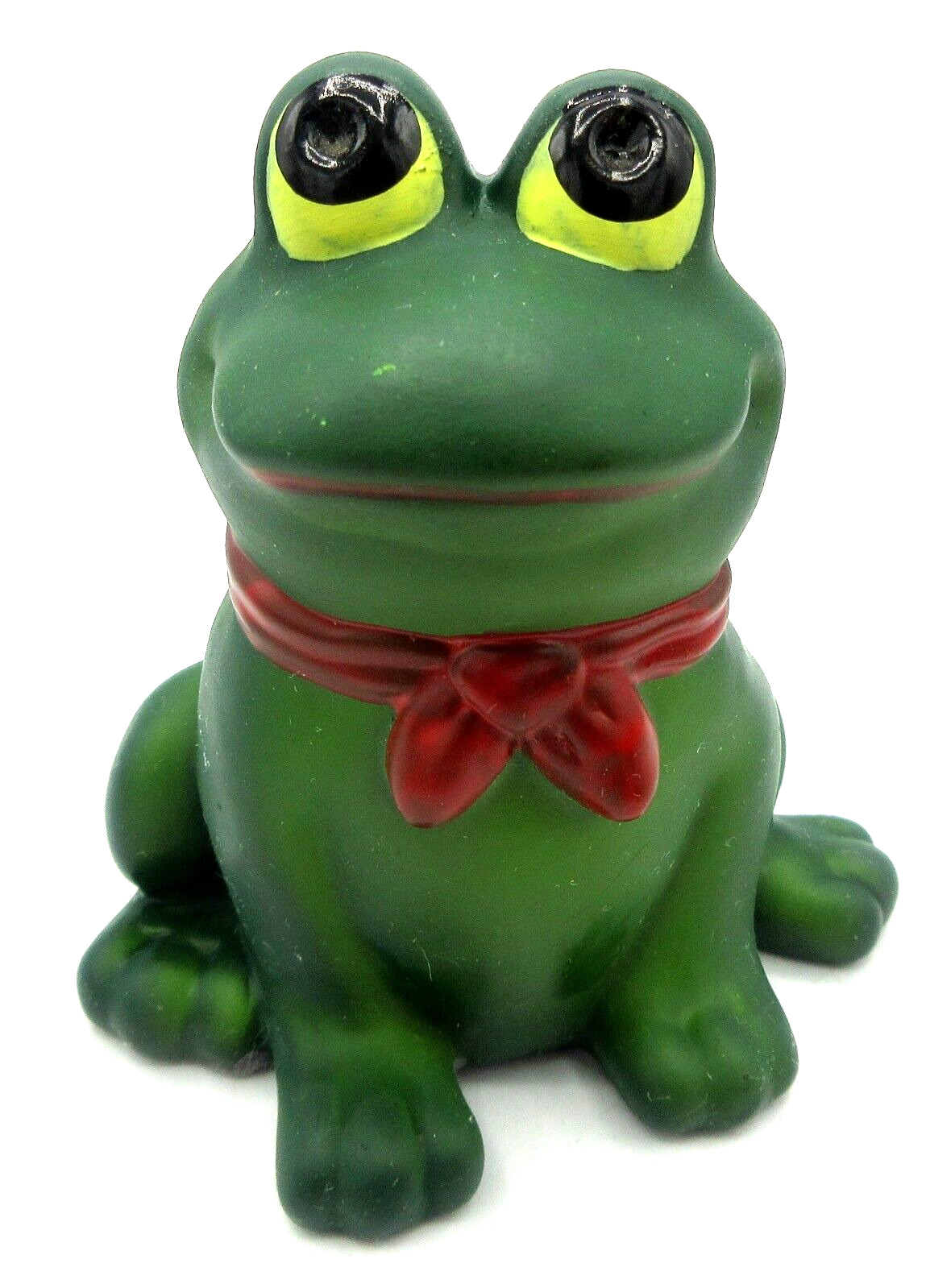 Hand Painted Ceramic Frog with Red Tie Airbrushed Body Nice Shadows 4 Inches