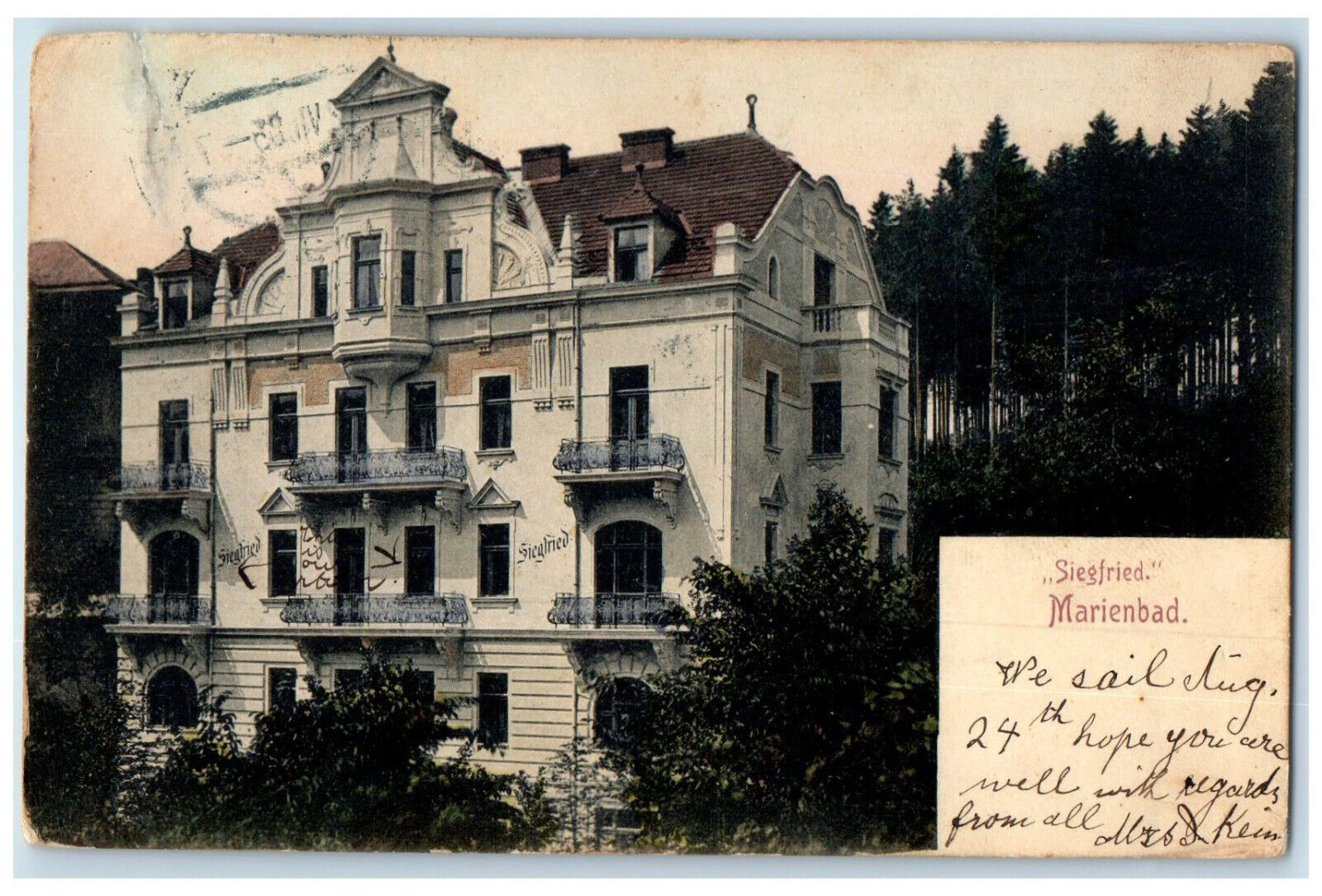 c1905 Siegfried Marianske Lazne Czech Republic Antique Posted Postcard