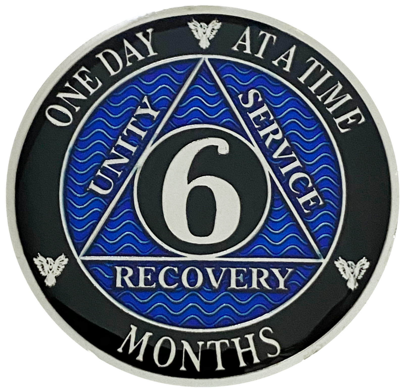 AA 6 Months Blue, Silver Color Plated Coin, Alcoholics Anonymous Medallion
