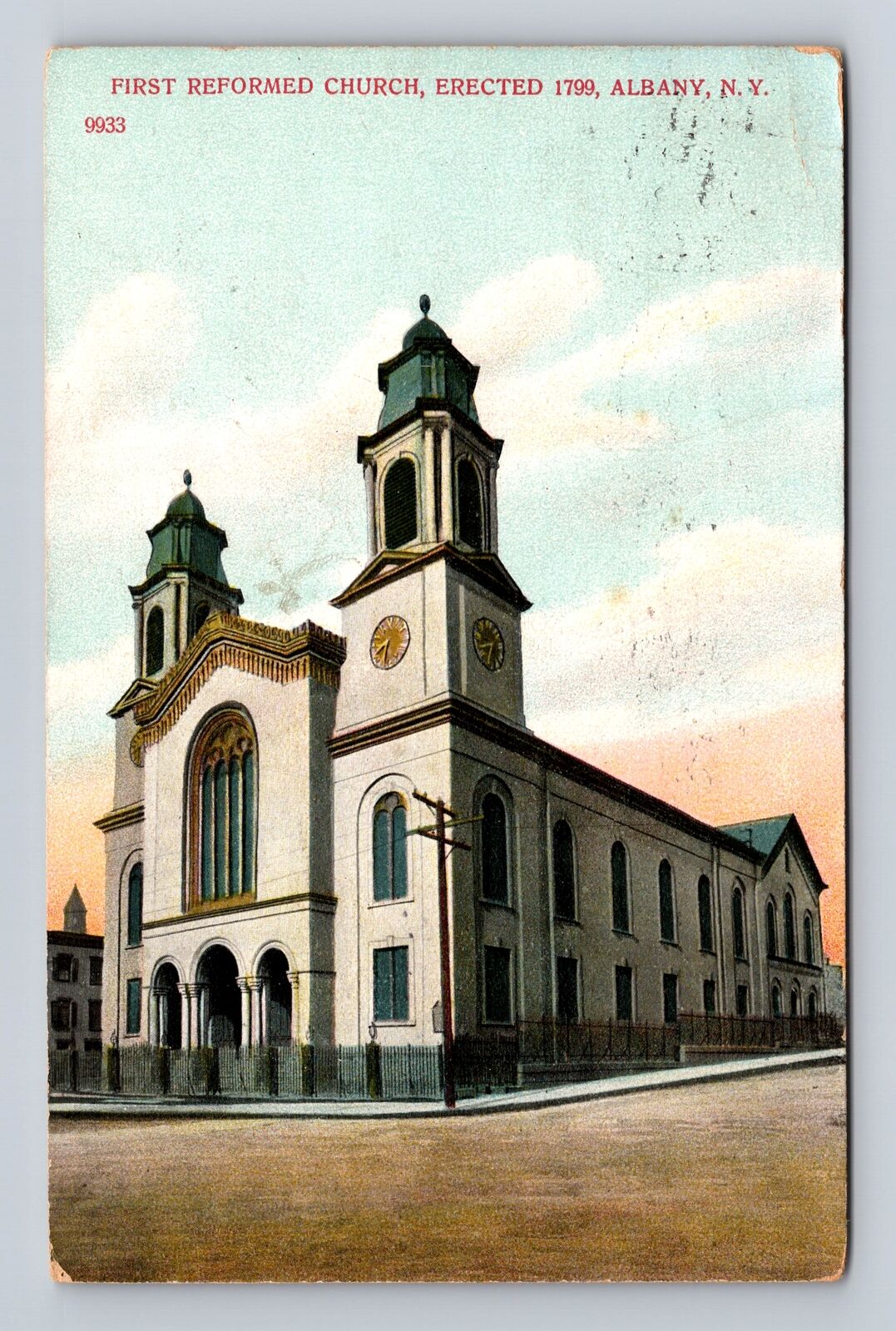 Albany NY-New York, First Reformed Church, Antique Vintage c1909 Postcard