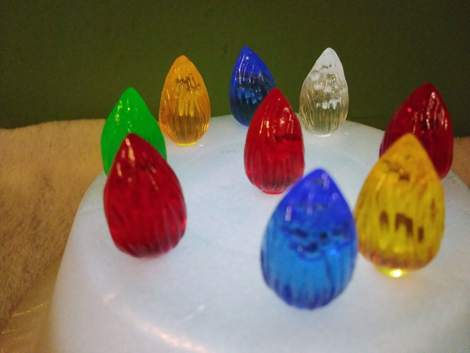15 ASSORTED VINTAGE LARGE TWIST BULBS for Ceramic Christmas Tree *5 COLORS*