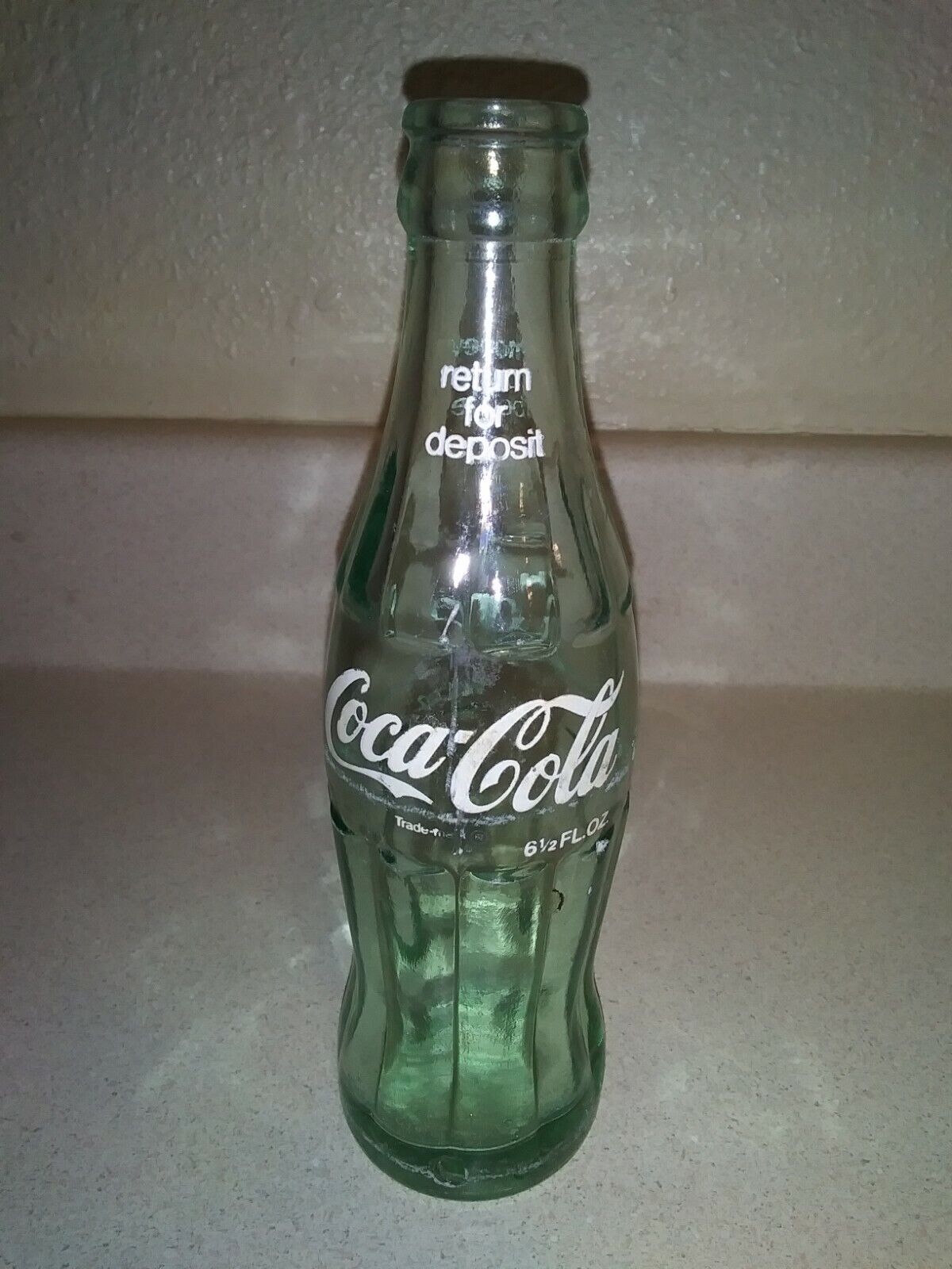Vintage Return For Deposit 6 1/2 Oz Coca-Cola Bottle(Letters Are Fading Some)