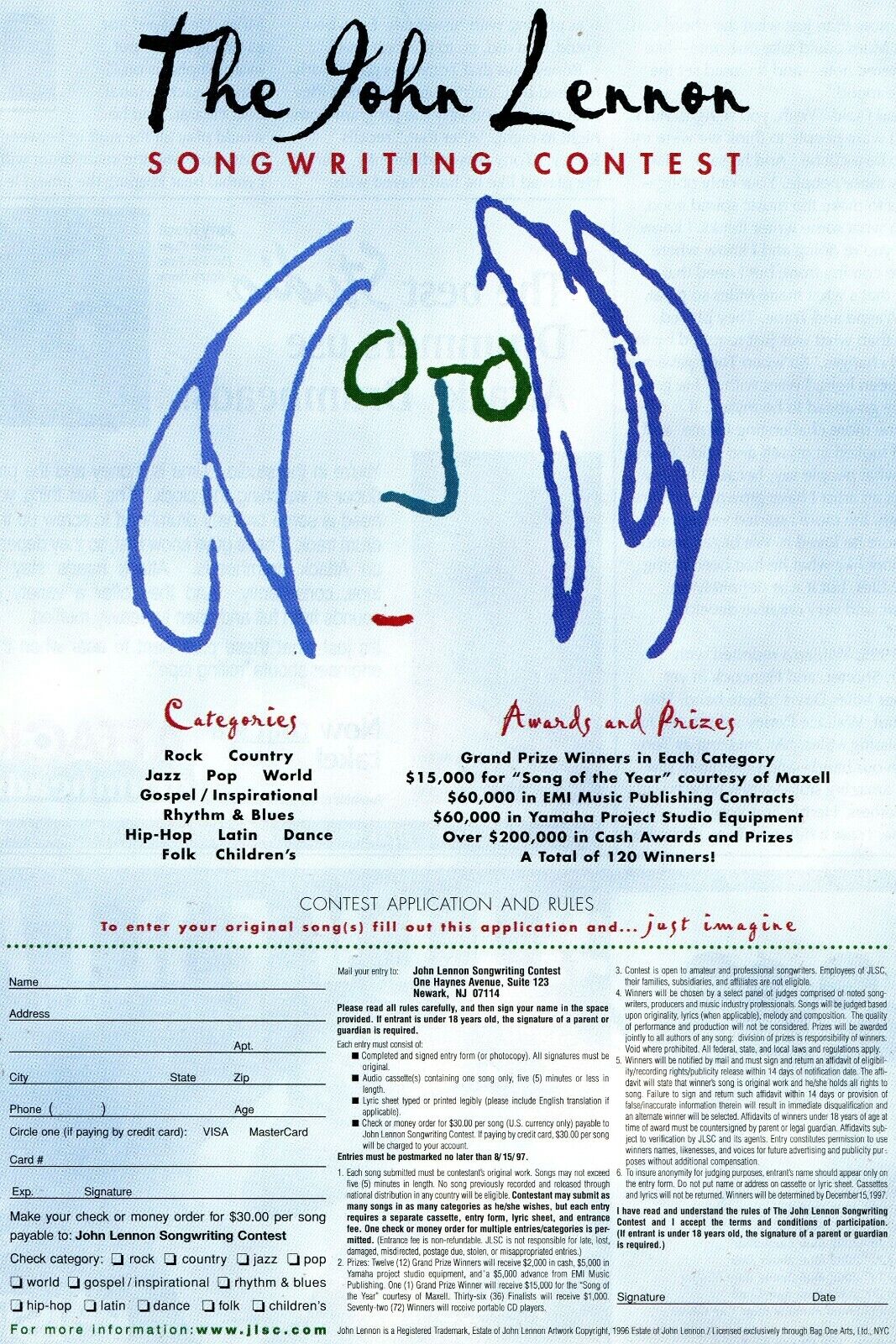 1997 Print Ad of The John Lennon Songwriting Contest