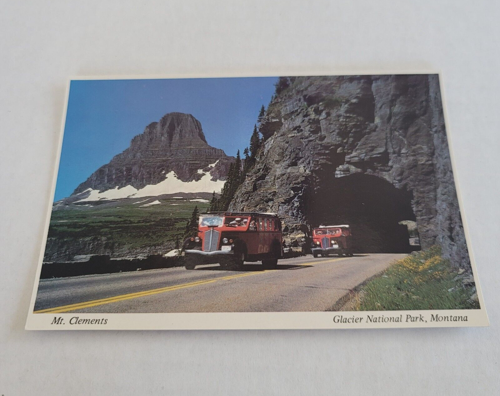 Vintage Postcard Mt. Clements Scenic Tour Bus Glacier National Park Montana