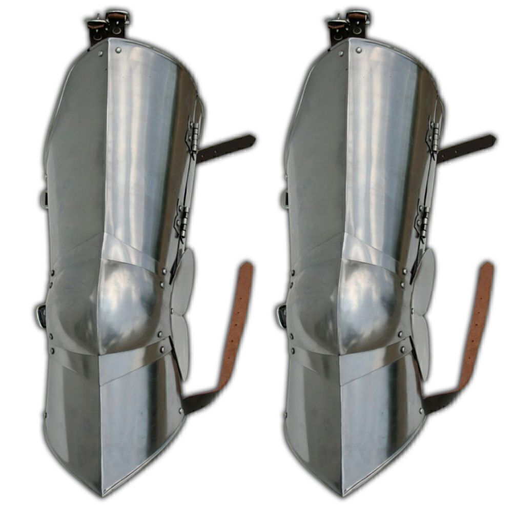 Forged Medieval Leg Armor Set | Battle-Ready Knight Poleyn Cuisse leather straps