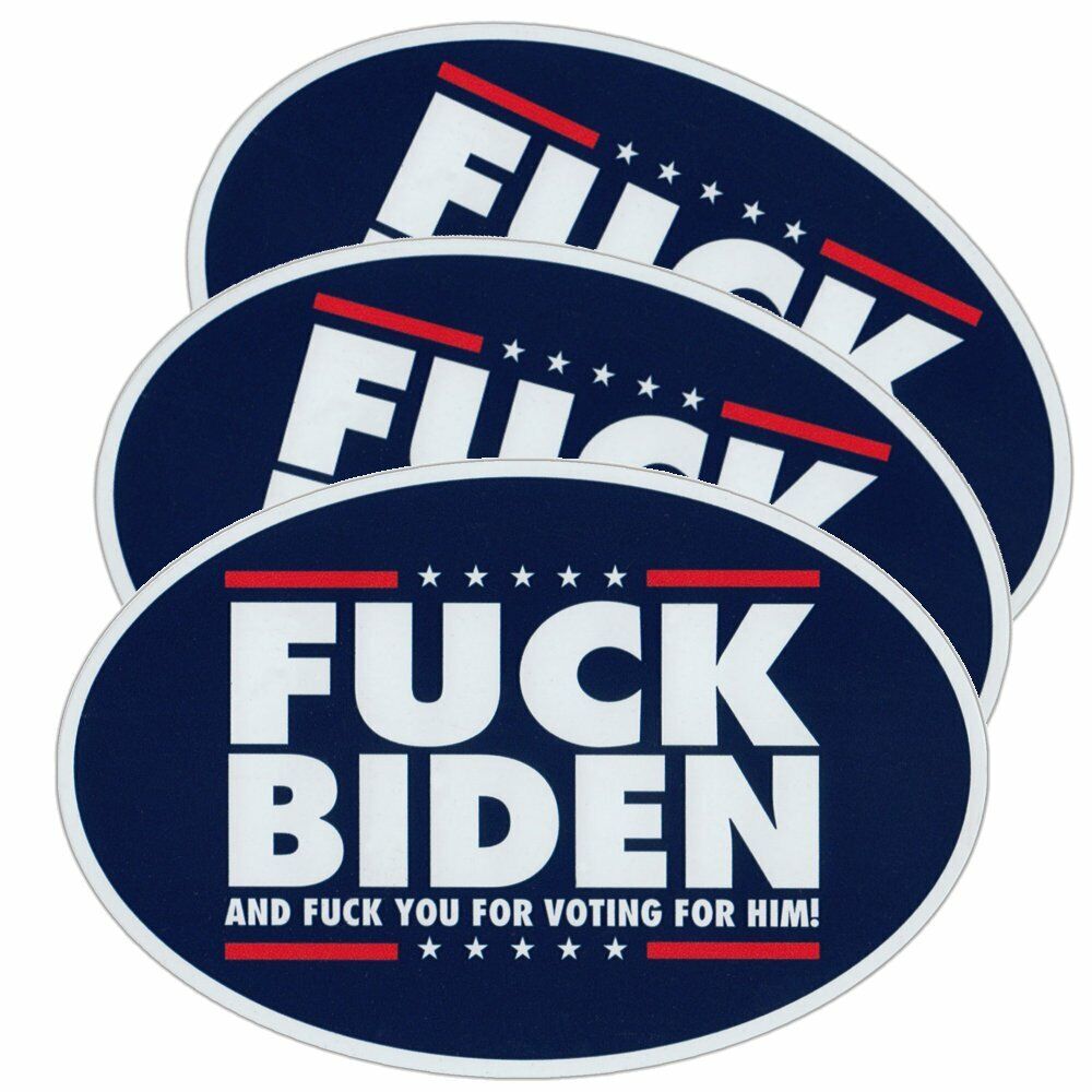 (3-Pack) Oval Stickers FJB Anti Joe Biden Anti Democrat 6\