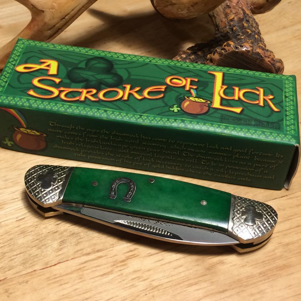 Rough Ryder Stroke of Luck Smooth Green Bone Canoe 3 5/8