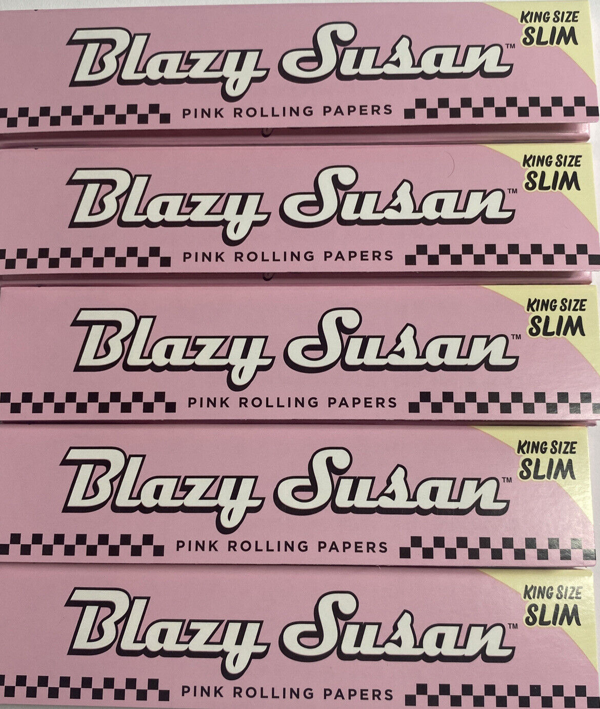 5 BLAZY Susan King Size GMO Chlorine Free Pink Rolling Papers 50 Leaves