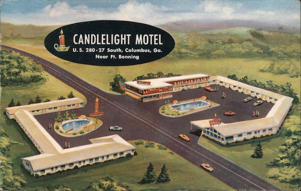 1960 Columbus,GA Candlelight Motel & Restaurant Muscogee,Muscogee County Vintage