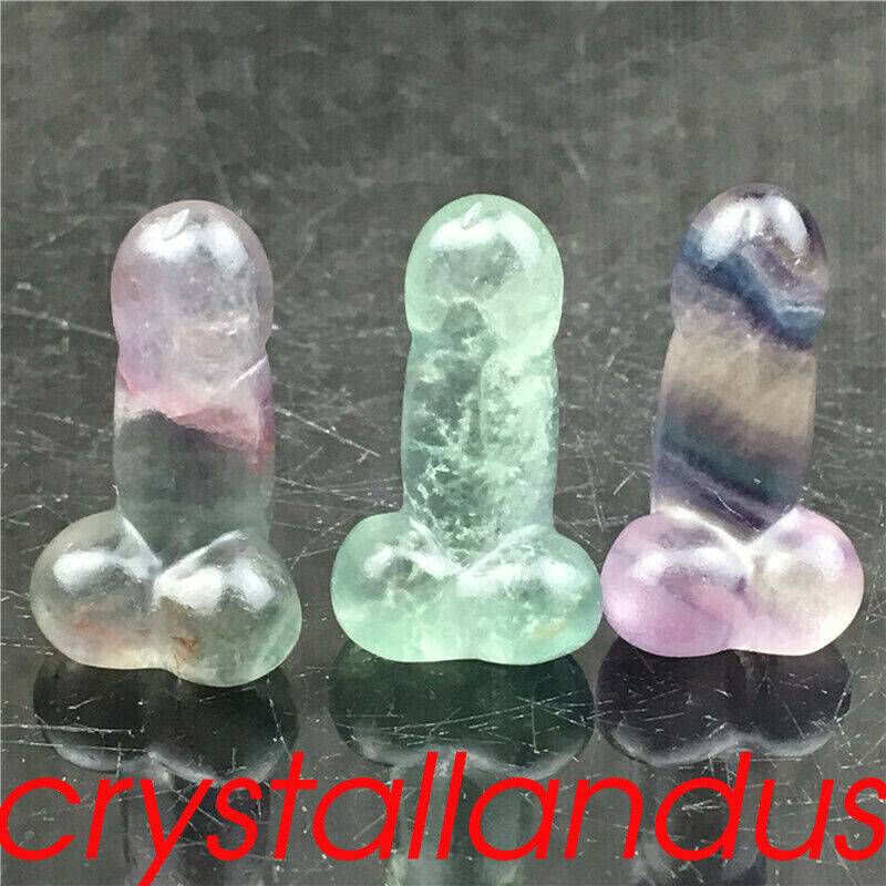 Natural Penis Quartz Crystal Hand Carved Dick Testicle Massage reiki Healing 2pc
