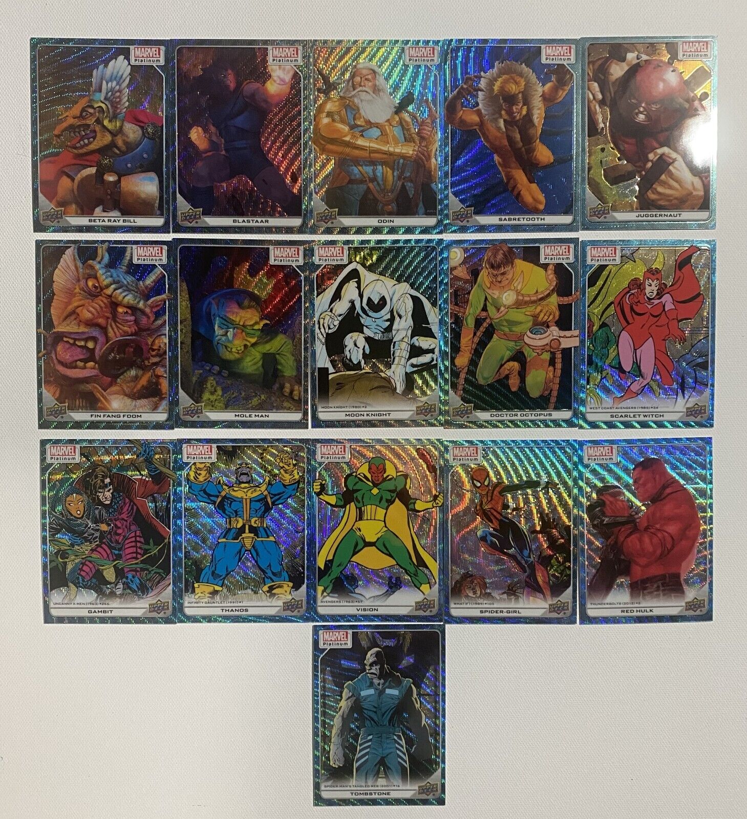 2023 Marvel Platinum Blue Surge 16 Card Lot. No Duplicates.