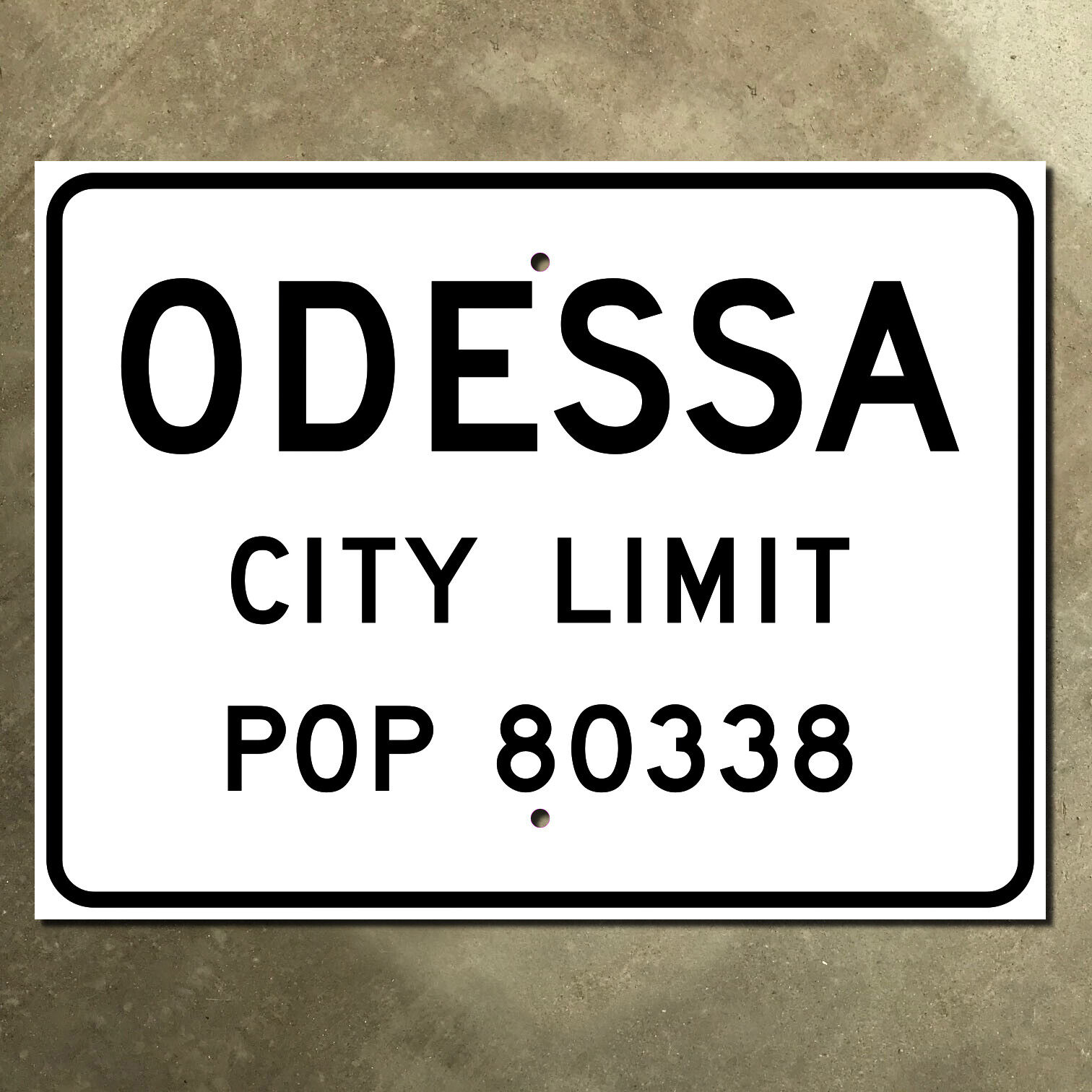 Odessa Texas city limit road sign boundary marker Permian Basin 1956 12x9