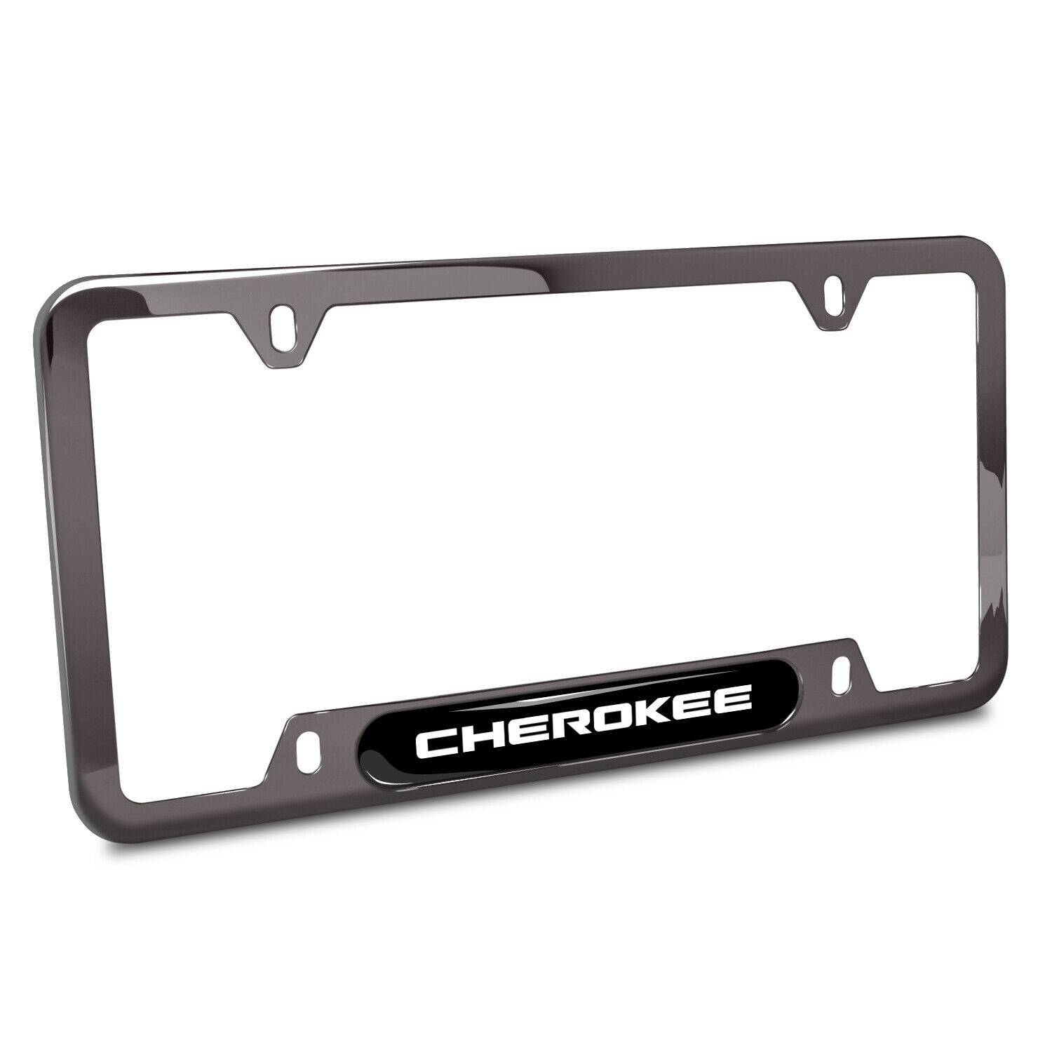 Jeep Cherokee Black Insert Gunmetal Chrome Stainless Steel License Plate Frame