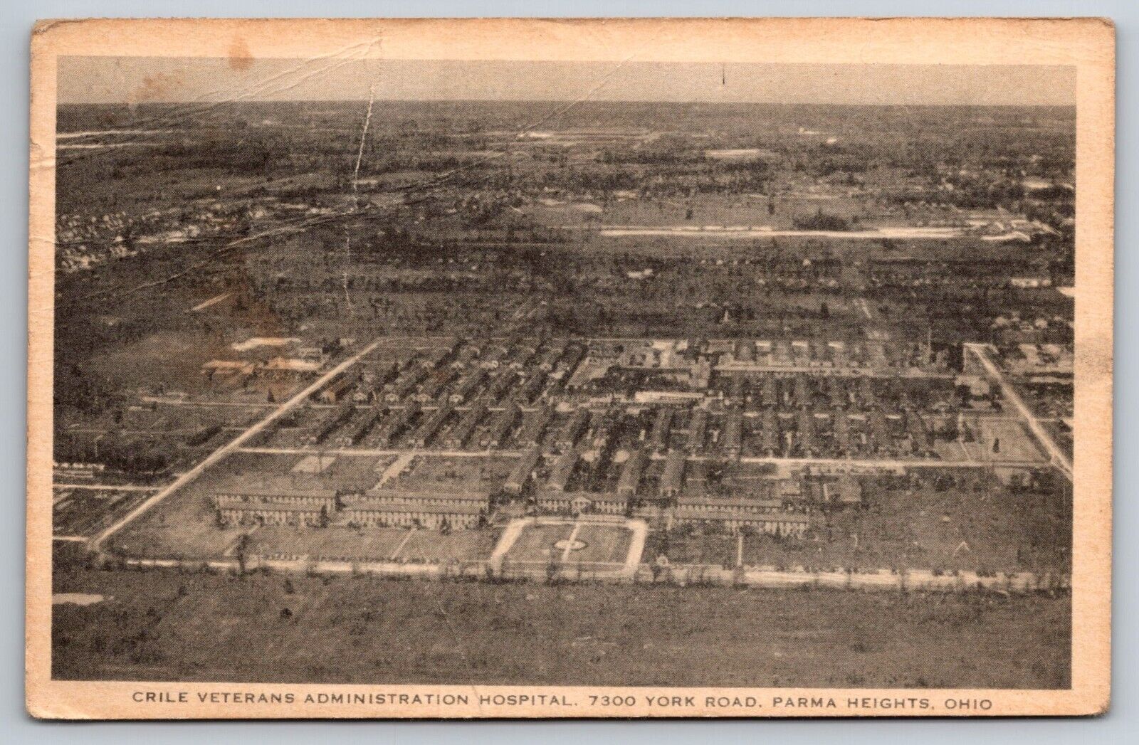 CRILE VETERANS ADMINISTRATION HOSPITAL PARMA HEIGHTS OHIO AERIAL VIEW POSTCARD