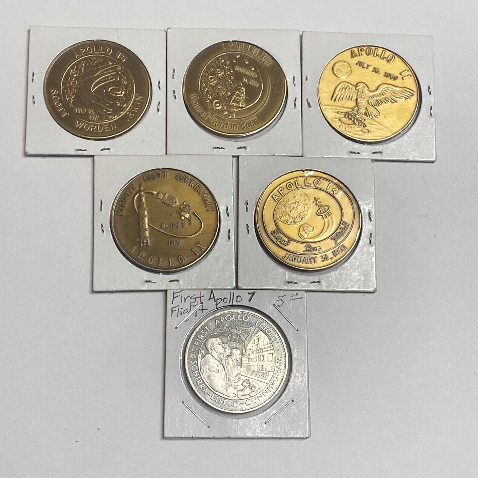 Lot NASA Project Apollo Bronze Coins Danbury Mint Space Travel Moon