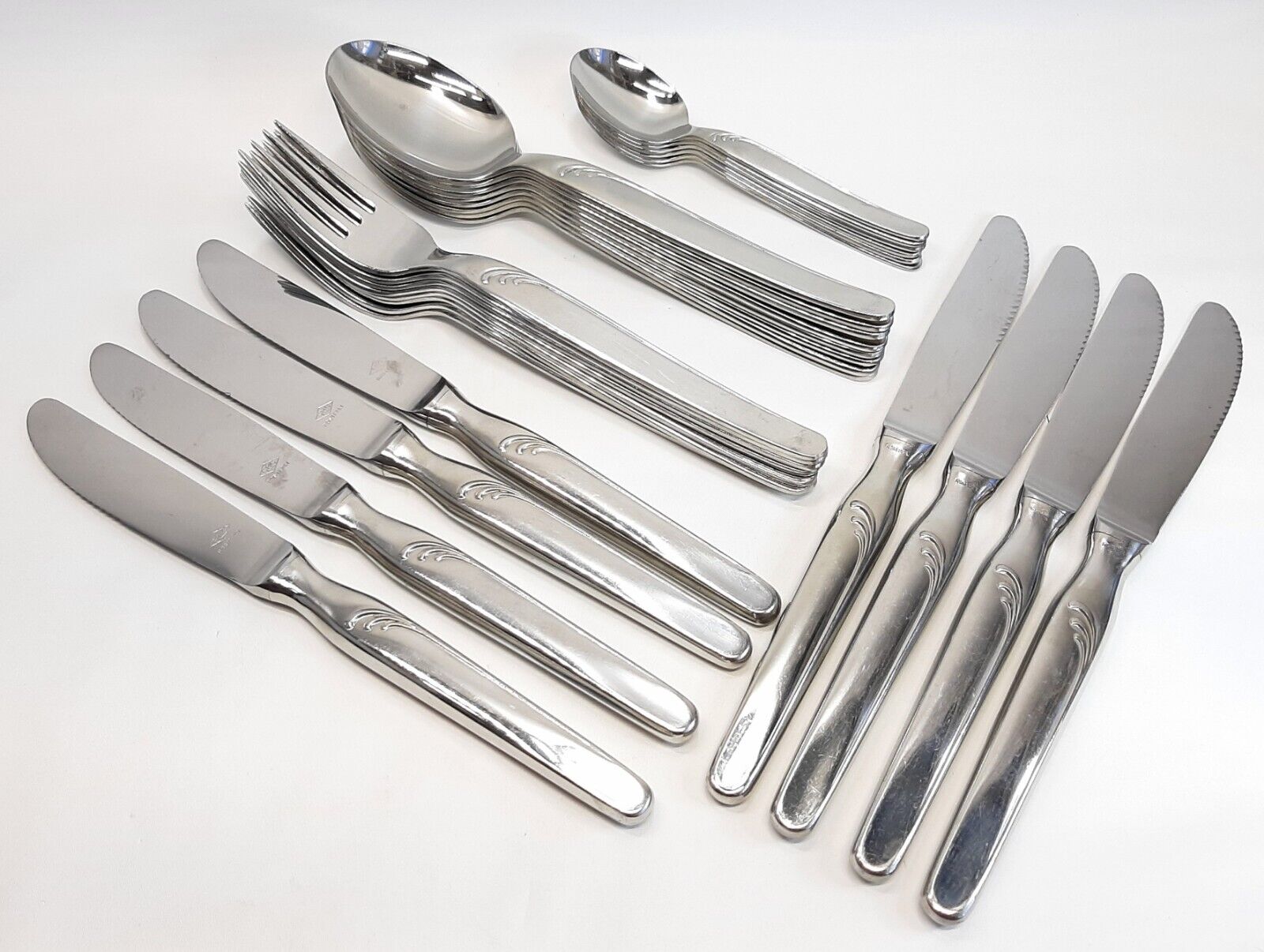 VINTAGE SMS RONEUSIL ROSTFREI GERMANY 31 PC STAINLESS FLATWARE SET Model 8100P
