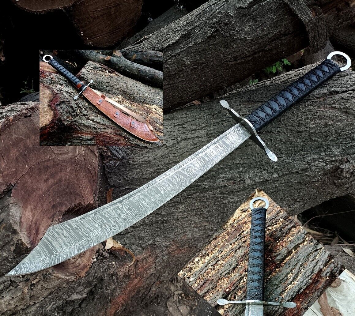 Falchion Cutlass Sword' Damascus Steel Defensive-with Sheath 30 in' Razor Sharpe