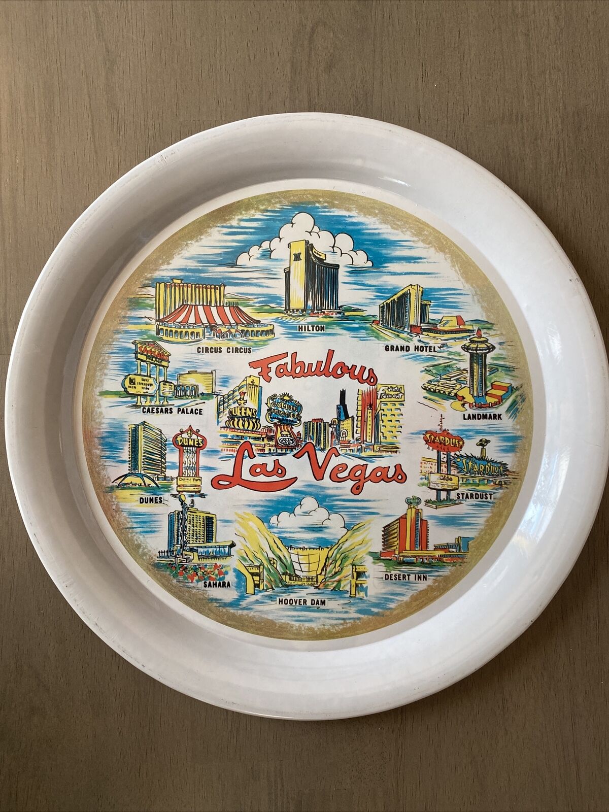 Vintage Metal Fabulous Las Vegas 11” Collector Plate - Made In Japan