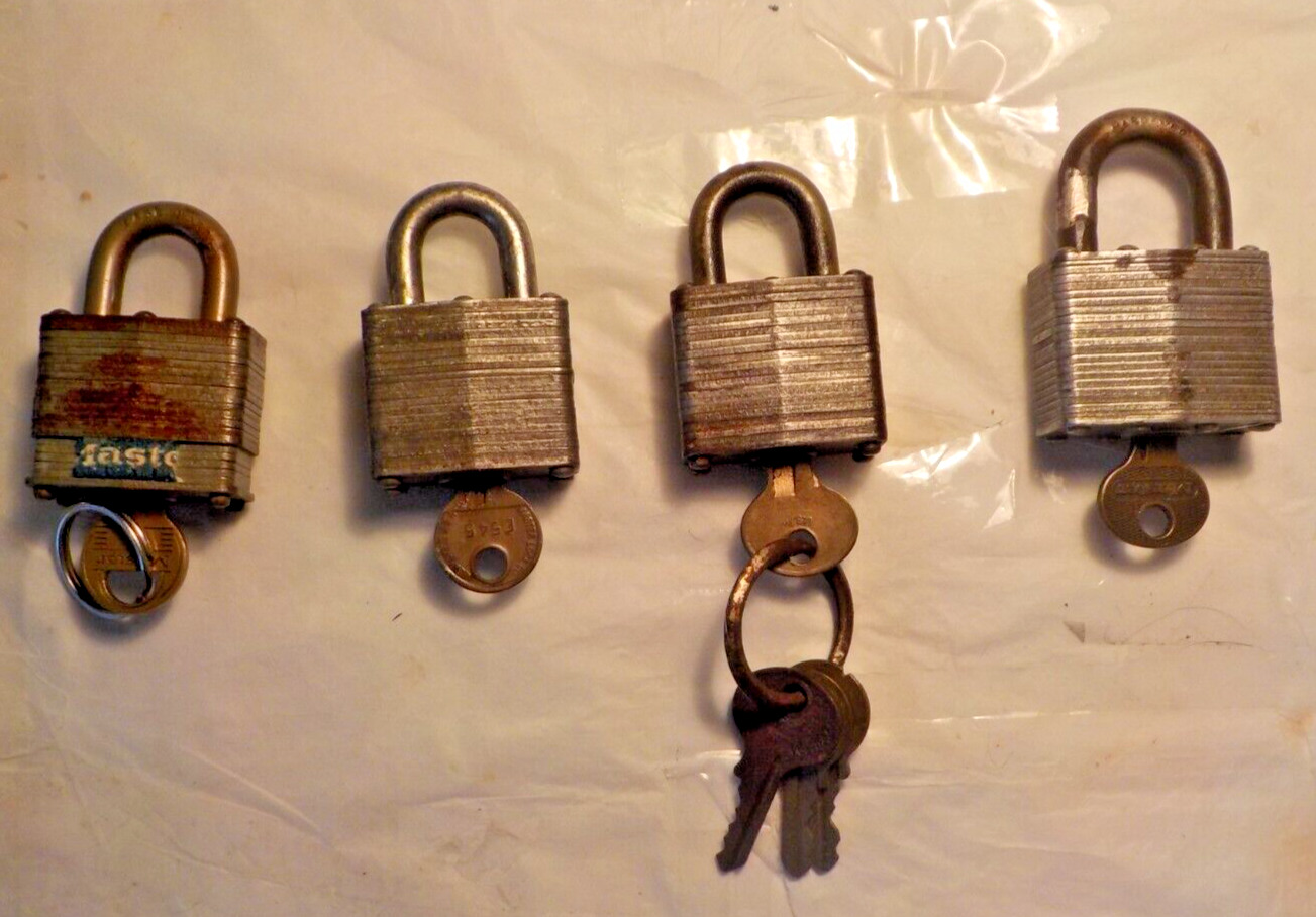 Vtg Master Lock Padlocks -Lot of 4 Locks- 3 No\'s 3 & 1 No 1 All Keyed-Separate