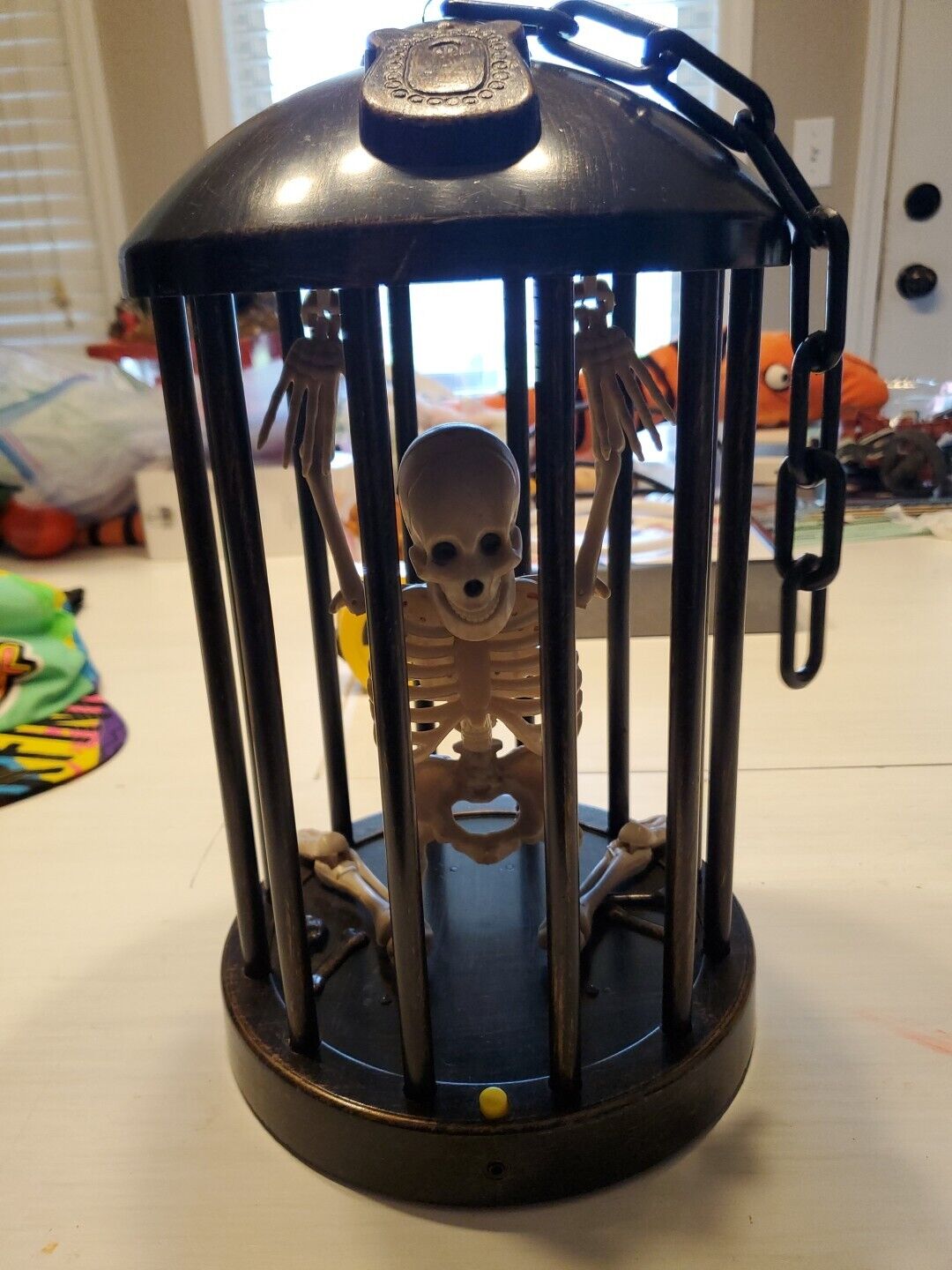 Gemmy Halloween Animated Skeleton In A Cage Motion Activated 16\