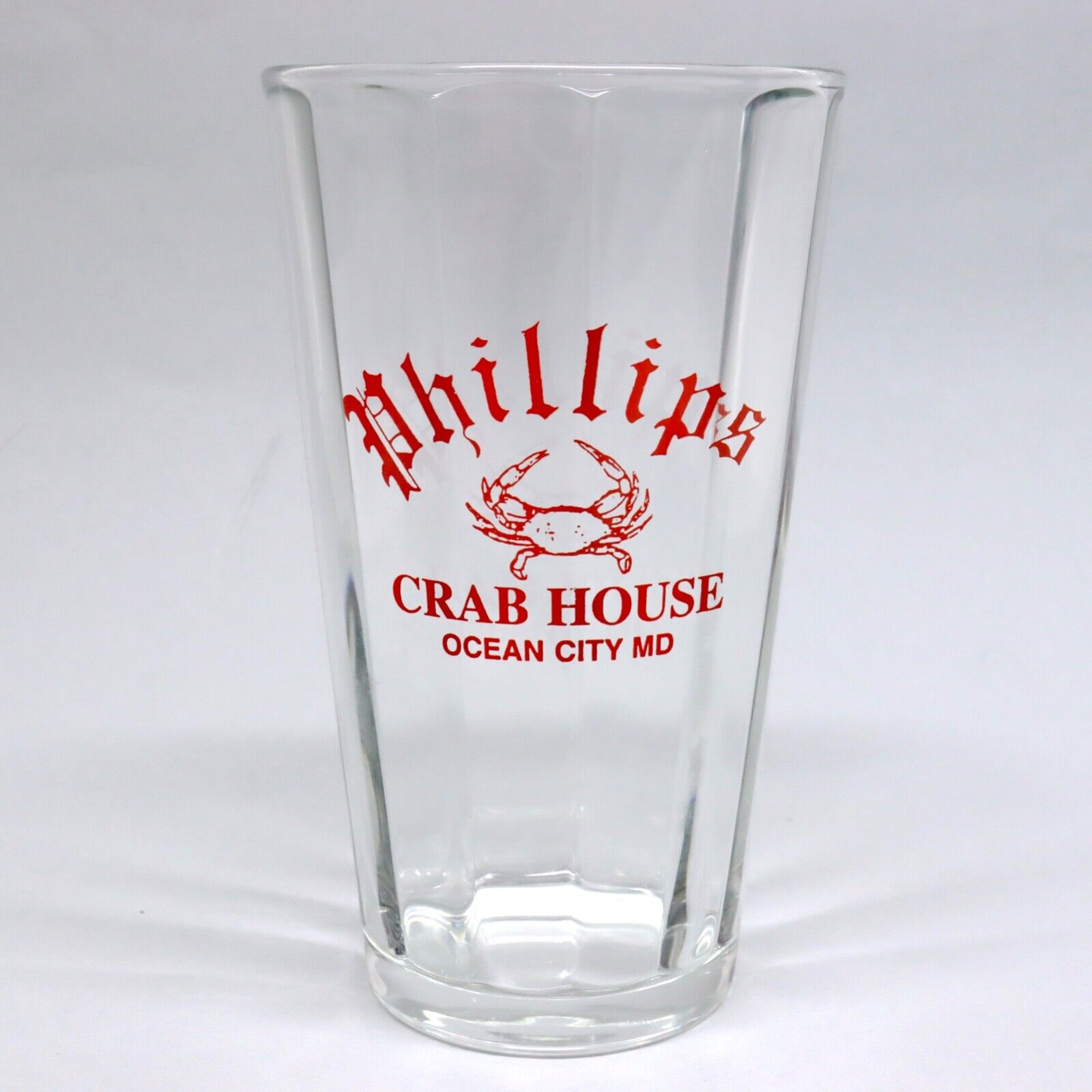 Vintage Phillips Crab House 16oz Fluted Glass Ocean City Maryland Seafood Buffet