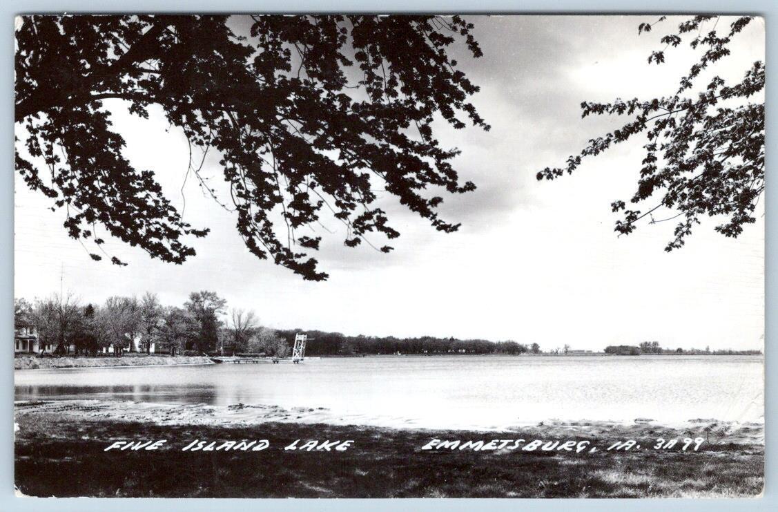 1956 RPPC EMMETSBURG IOWA FIVE ISLAND LAKE VINTAGE REAL PHOTO POSTCARD