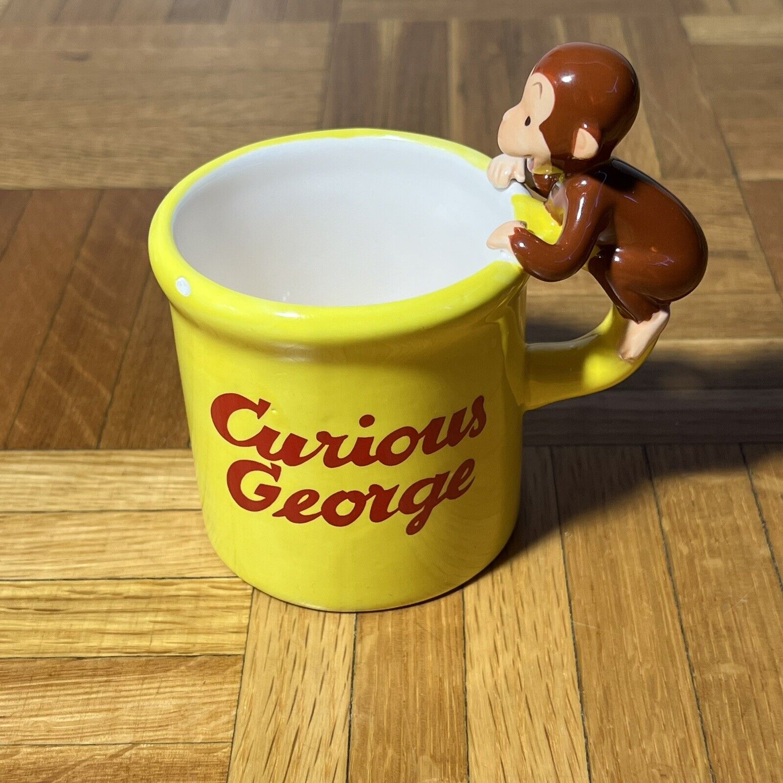Curious George 1997 Mug with Quote, Monkey Handle 3D Banana Inside Cup