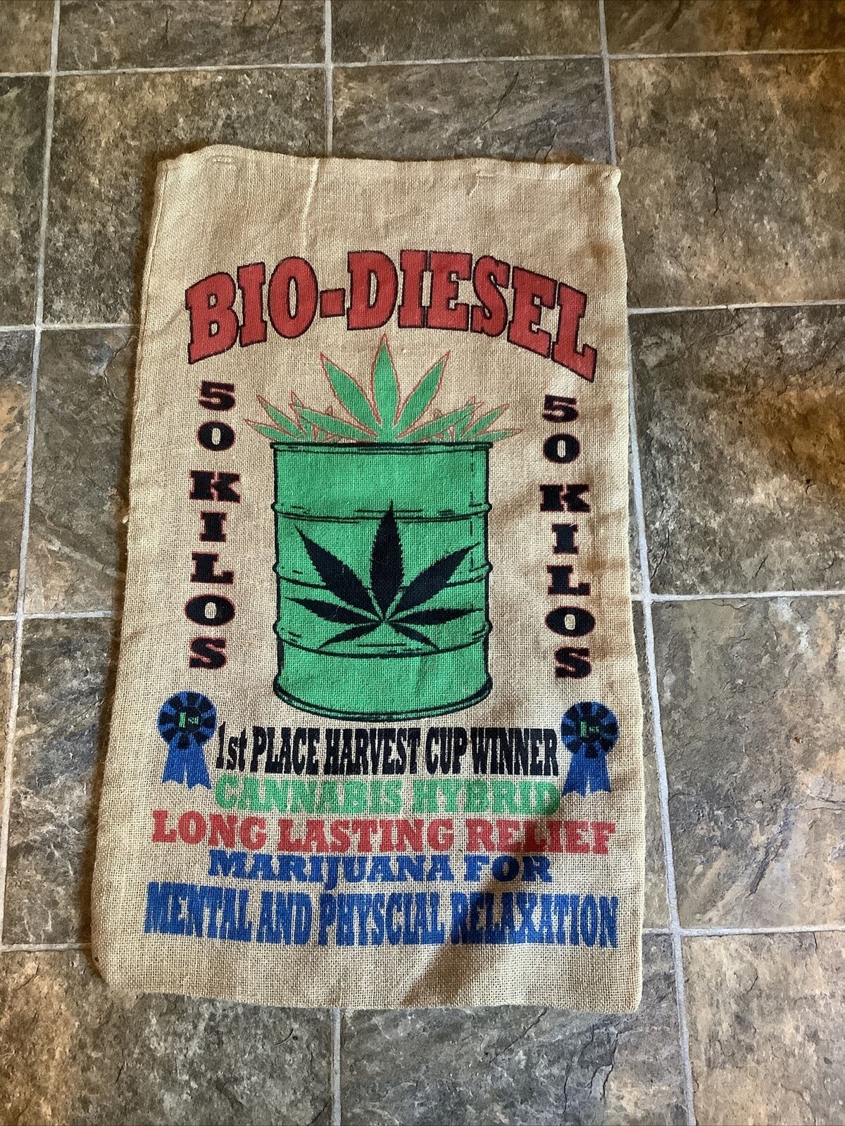 BIO-DIESEL STRAIN BURLAP BAG THC marijuana bags sack pot leaf strains storage