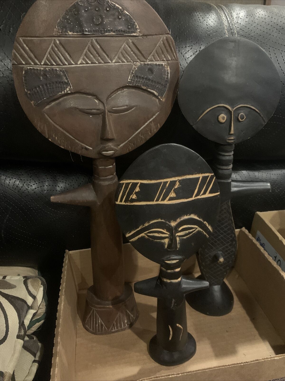 Set Of 3 Wooden Fertility Figures. Handcrafted In Ghana