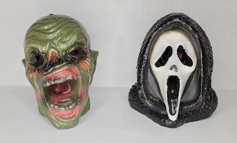 Lot Of 2 Vintage 5” Bleeding Brains Candles Scream Ghostface & Zombie Horror