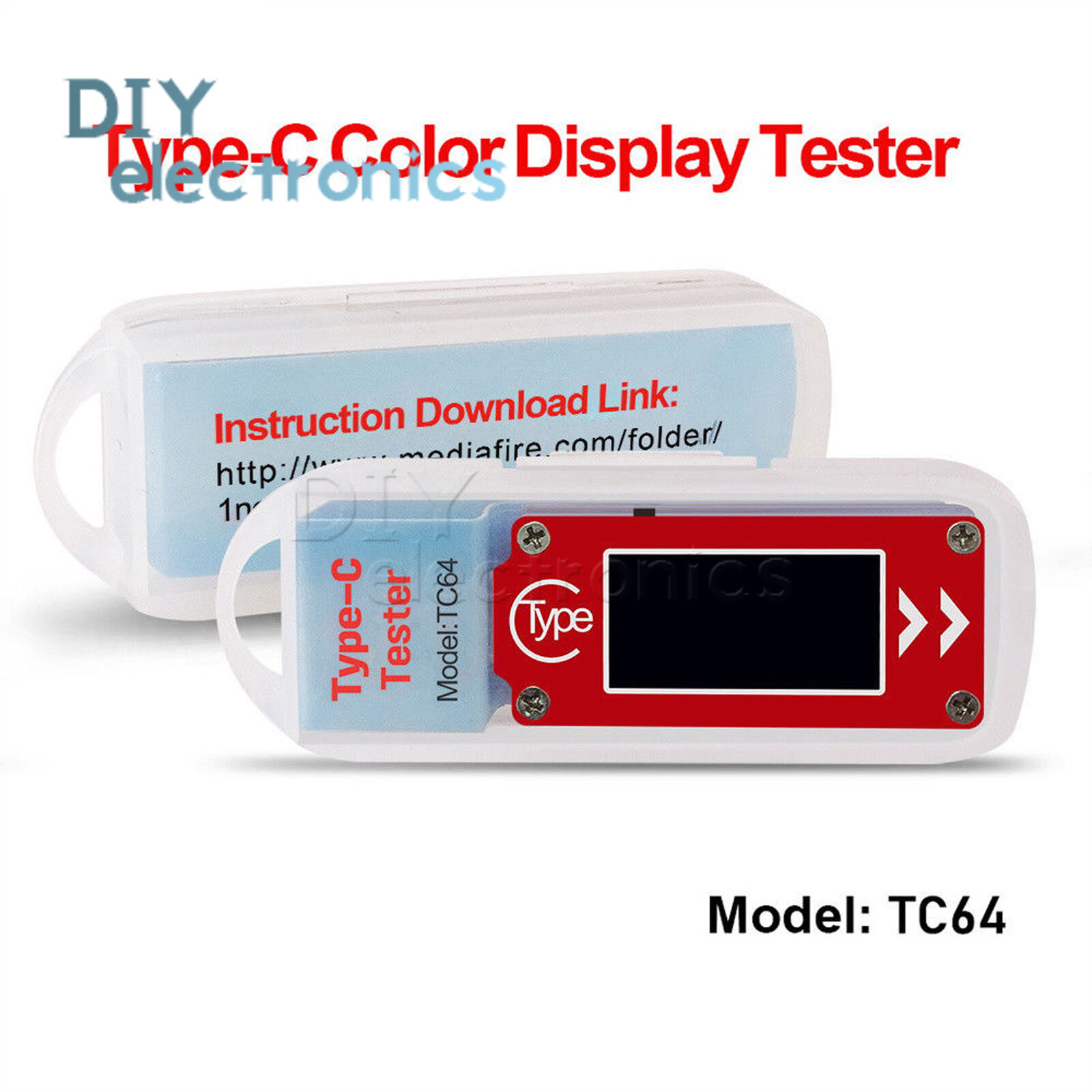 TC64 Type-C color LCD USB Ammeter Voltage Current Meter  PD USB Tester A3GU